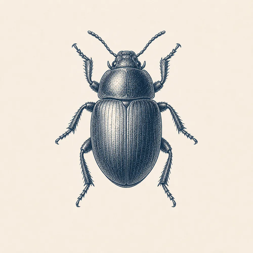 Engraved naturalist’s specimen plate of a beetle